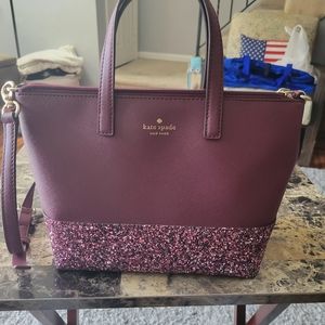 Kate Spade Women's Greta Court Cherrywood Glitter Small Crossbody Purse Handbag